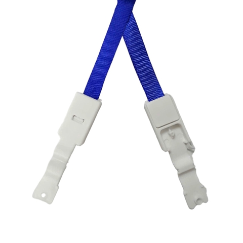 Dây đeo thẻ lụa 1cm đầu móc nhựa trắng xanh dương [50] (100)
