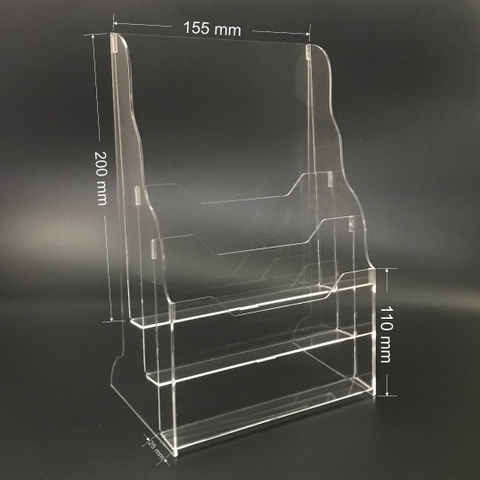 Kệ mica nhiều giấy 3 ngăn Enter C08-3 150x210mm A5 đứng 3mm, Khay đựng giấy, Hộc đựng tờ rơi