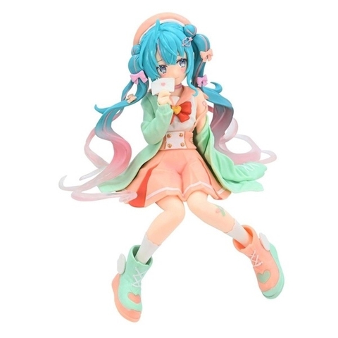 Mô hình Hatsune Miku ngồi tóc xanh đầm cam 444685