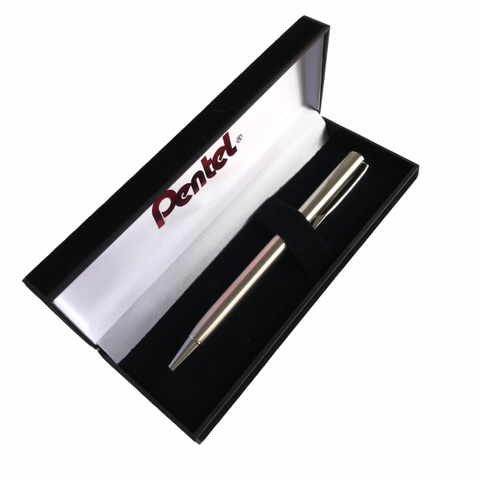 Bút bi xoay cao cấp Pentel B810_C thân bạc