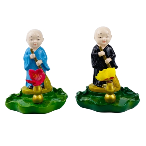 Tượng chú tiểu đứng đài sen hồ lô 4981579