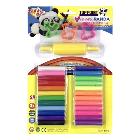 Đất nặn Kiddy Clay 24M ST-300-24+3SM/R 24 màu