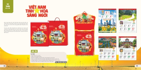 Lịch 52 tuần AH AH25-AH28 31x41cm có chữ cẩm thạch 2026