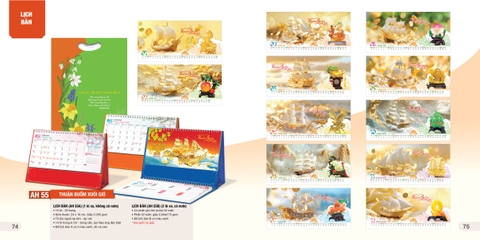 Lịch bàn chữ A AH AH53A/ AH55A/ AH57A-AH60A / AH63A-AH74A/ AH76A-AH81A 24x16cm ngang 2026