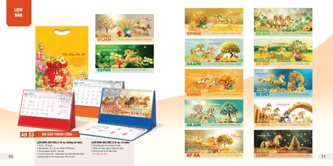 Lịch bàn chữ A AH AH53B/ AH55B/ AH57B-60B/ AH63B-AH74B/AH76B-H81B 24x16cm ngang có note 2026-60B/ AH63B-AH81B 24x16cm ngang có note 2026, Lịch để bàn, Lịch tam giác