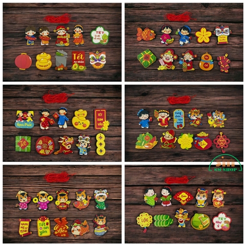 Set hình gỗ màu treo trang trí Tết BM 621349