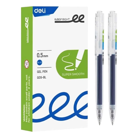 Bút gel Deli G05 0.5mm xanh (12)