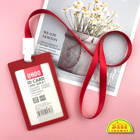 Combo bao đựng thẻ Uhoo 6612 đứng + dây đeo đỏ