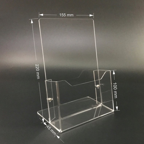 Kệ mica nhiều giấy 1 ngăn Enter C02-3 150x210mm A5 đứng 3mm, Khay đựng giấy, Hộc đựng tờ rơi