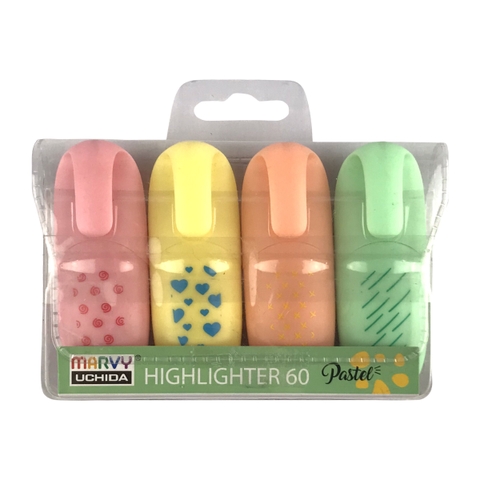 Bút dạ quang Marvy HL60P-4V 4 màu pastel