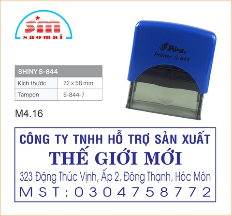 Dấu Shiny S844 58x22mm có nội dung / mã số thuế