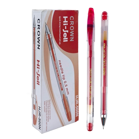 Bút gel Crown HJR-500N 0.5mm đỏ (12)