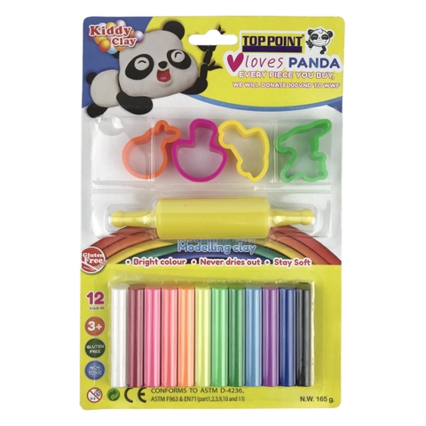 Đất nặn Kiddy Clay ST-165-12+4SM/R 12 màu
