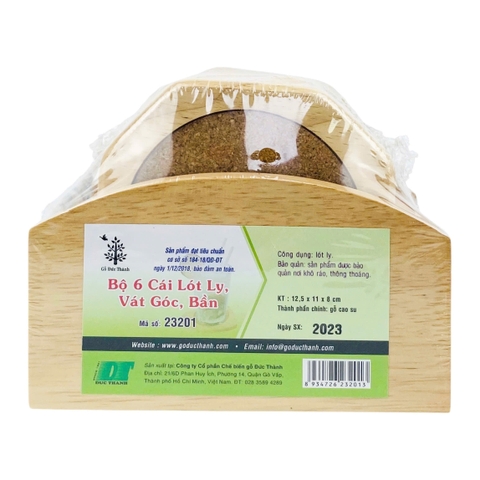 Bộ 6 cái lót ly DT 23201 vát góc, bần