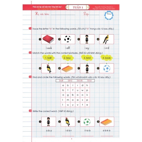 Phiếu bài tập cuối tuần môn Tiếng Anh Lớp 1