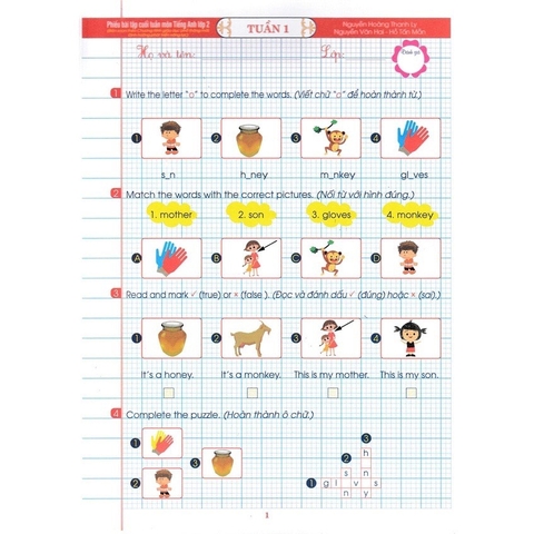 Phiếu bài tập cuối tuần môn Tiếng Anh Lớp 2