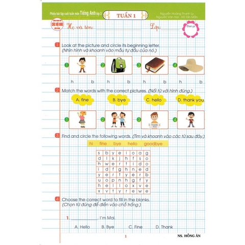 Phiếu bài tập cuối tuần môn Tiếng Anh Lớp 3