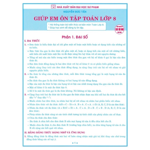 Giúp em ôn tập Toán Lớp 8