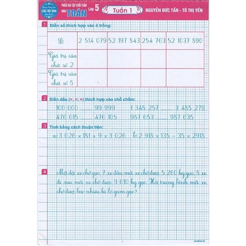 Phiếu bài tập cuối tuần Toán Lớp 5