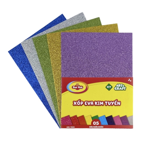 Xốp Eva kim tuyến Star Kids K-922 15x22cm 5 màu ngẫu nhiên