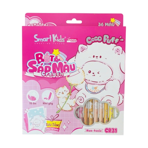 Bút sáp màu Smart Kids CR31 36 màu, Màu sáp, Văn phòng phẩm