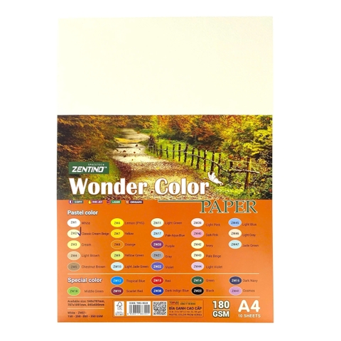 Bìa màu Zentino TMG-8320 210x297mm 180gsm 10 tờ