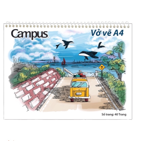 Tập vẽ Campus SKB-A4-40-1 100gsm 40 tờ A4 gáy ngang (5/80)