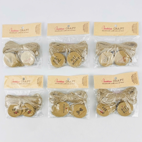 Thẻ Tag treo LL tròn size S + dây 3.5x3.5cm (50)