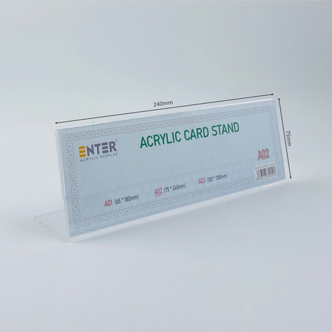 Kệ mica chức vụ 1 mặt Enter A02 240x75mm trung, Biển chức danh, Bảng tên để bàn (20)
