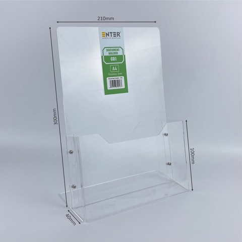 Kệ mica nhiều giấy 1 ngăn Enter C01 210x300mm A4 đứng 2mm, Khay đựng giấy, Hộc đựng tờ rơi
