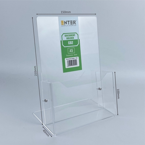 Kệ mica nhiều giấy 1 ngăn Enter C02 150x210mm A5 đứng 2mm, Khay đựng giấy, Hộc đựng tờ rơi