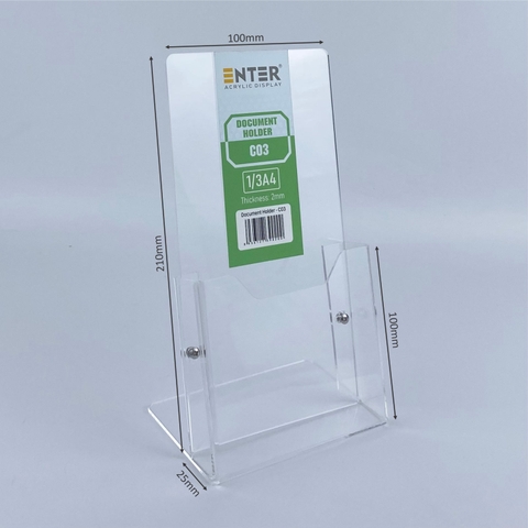 Kệ mica nhiều giấy 1 ngăn Enter C03 100x210mm 1/3A4 đứng 2mm, Khay đựng giấy, Hộc đựng tờ rơi
