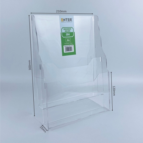 Kệ mica nhiều giấy 2 ngăn Enter C04 210x300mm A4 đứng 2mm, Khay đựng giấy, Hộc đựng tờ rơi