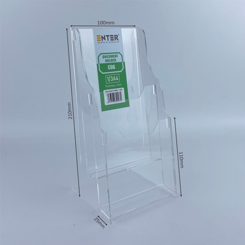 Kệ mica nhiều giấy 2 ngăn Enter C06 100x210mm 1/3A4 đứng 2mm, Khay đựng giấy, Hộc đựng tờ rơi