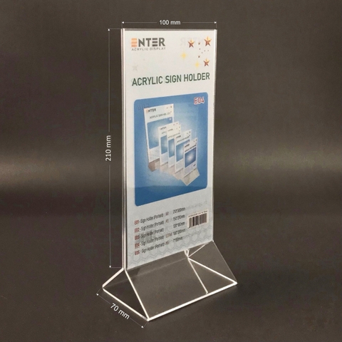 Kệ mica 2 mặt Enter E04 100x210mm chân tam giác, Kệ menu nhà hàng, Standee mica để bàn, Bảng quét mã QR Code (20)