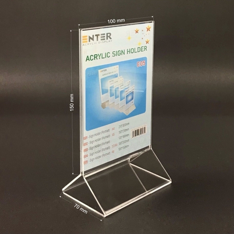 Kệ mica 2 mặt Enter E05 100x150mm chân tam giác, Kệ menu nhà hàng, Standee mica để bàn, Bảng quét mã QR Code (20)