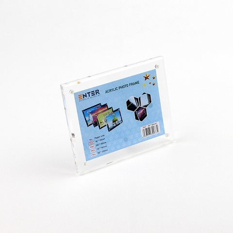 Khung hình mica cao cấp Enter FR01 90x120mm mica 5mmx2, Khung ảnh để bàn chân inox, Khung bằng khen (10)