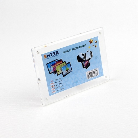 Khung hình mica cao cấp Enter FR02 100x150mm mica 5mmx2, Khung ảnh để bàn chân inox, Khung bằng khen (10)