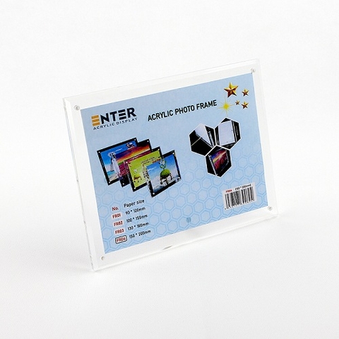 Khung hình mica cao cấp Enter FR04 150x200mm mica 5mmx2, Khung ảnh để bàn chân inox, Khung bằng khen (10)