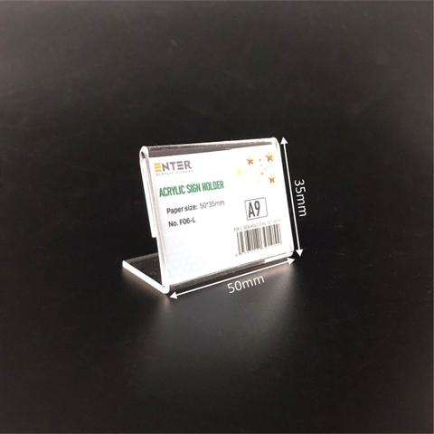 Kệ mica 1 mặt Enter F06-L 50x35mm A9 ngang, Kệ menu chữ L, Khung thông tin sản phẩm, Khung bảng giá, Kệ trưng bày để bàn (20)