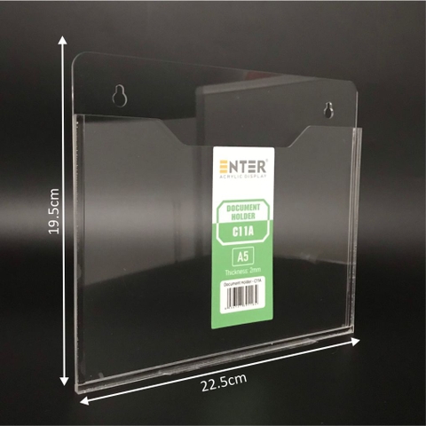 Kệ mica nhiều giấy treo tường Enter C11A 21x15cm A5 ngang, hông 3mm, có hậu mica (20)