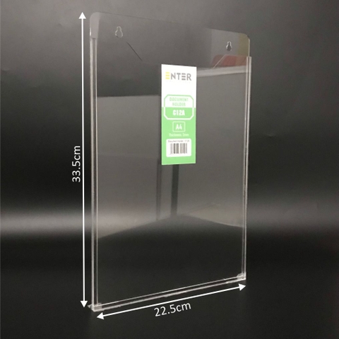 Kệ mica nhiều giấy treo tường Enter C12A 21x30cm A4 đứng, hông 3mm, có hậu mica (20)