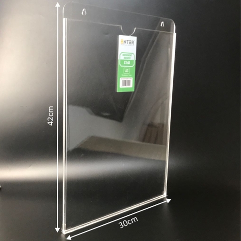Kệ mica nhiều giấy treo tường Enter C14A 30x42cm A3 đứng, hông 3mm, có hậu mica (20)