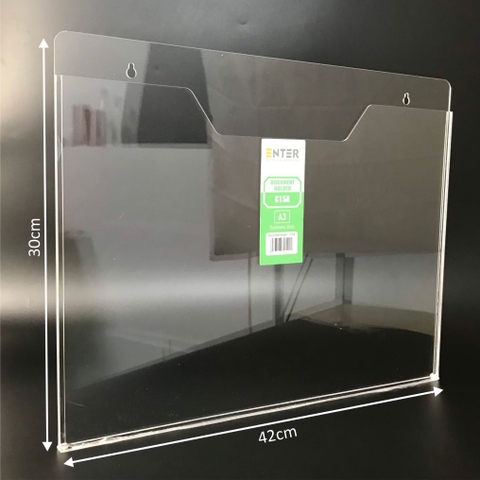 Kệ mica nhiều giấy treo tường Enter C15A 42x30cm A3 ngang, hông 3mm, có hậu mica (20)