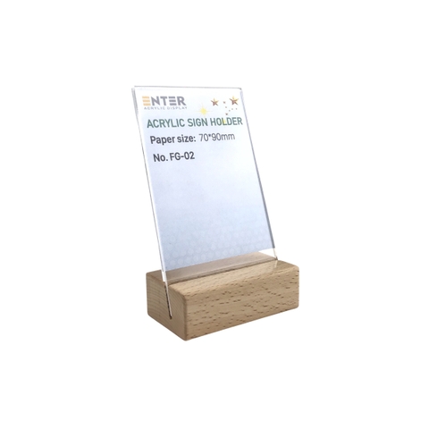 Kệ mica 1 mặt đế gỗ Enter FG-02 70x90mm, Kệ thông tin sản phẩm, Standee mica để bàn, Bảng quét mã QR Code (20)