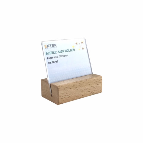 Kệ mica 1 mặt đế gỗ Enter FG-06 70x50mm, Kệ thông tin sản phẩm, Standee mica để bàn, Bảng quét mã QR Code (20)
