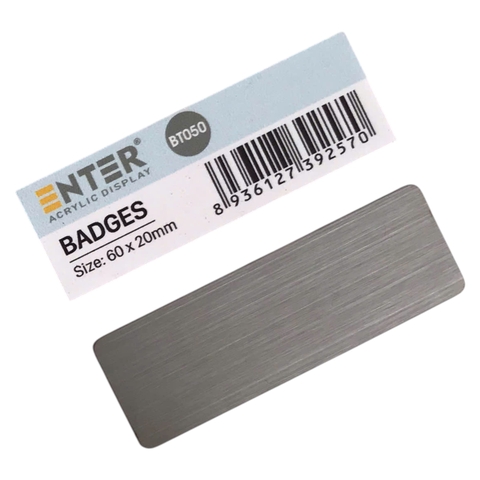 Phôi thẻ tên inox Enter BT050 60x20mm trắng xước (10,50)