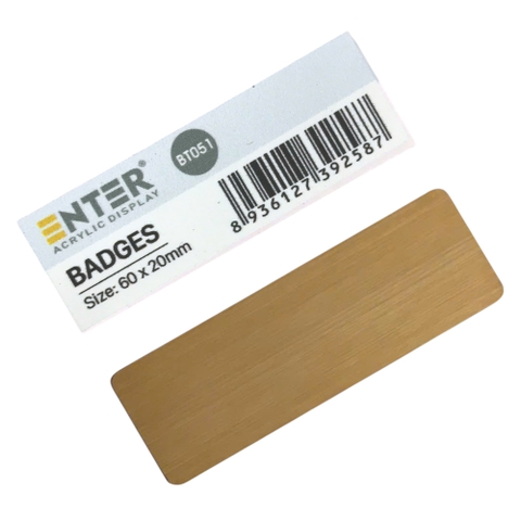 Phôi thẻ tên inox Enter BT051 60x20mm vàng xước (10,50)