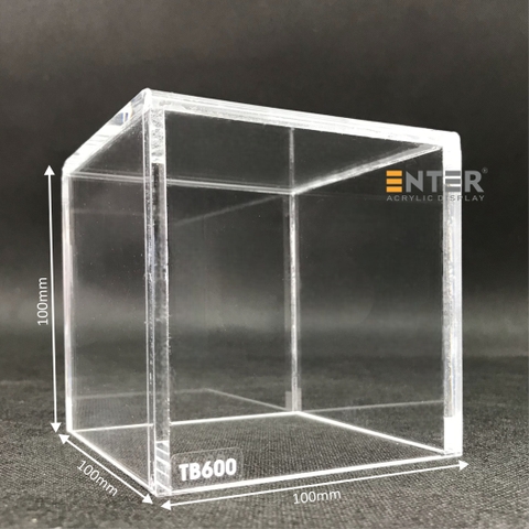 Hộp mica không nắp Enter TB600 100x100x100mm mica dày 5mm, Khay chia ngăn kéo hộc tủ, Khay nhựa đựng đồ dùng, Hộp chống bụi