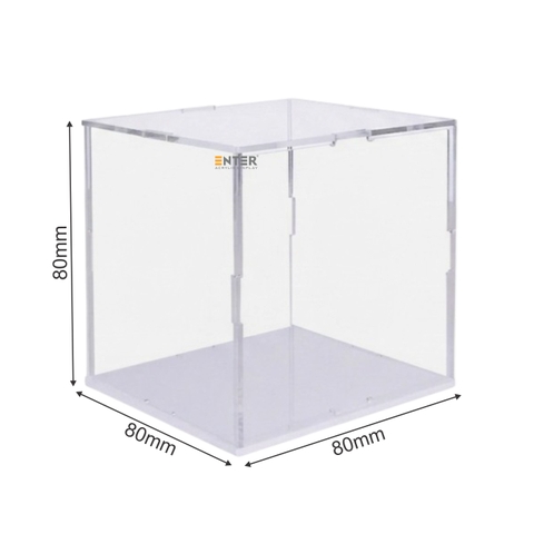 Hộp mica Enter BOX301 80x80x80mm dày 2mm đế 3mm, lắp ráp, Hộp trưng bày mô hình, Hộp mica trong chống bụi
